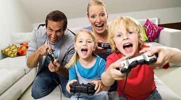 Parents gaming with kids